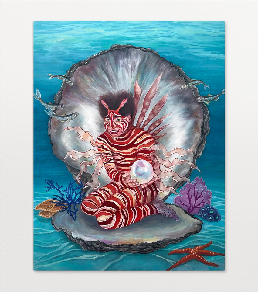 Touch Me Not, 2025 Oil, acrylic, and glitter on canvas 44” x 34”
